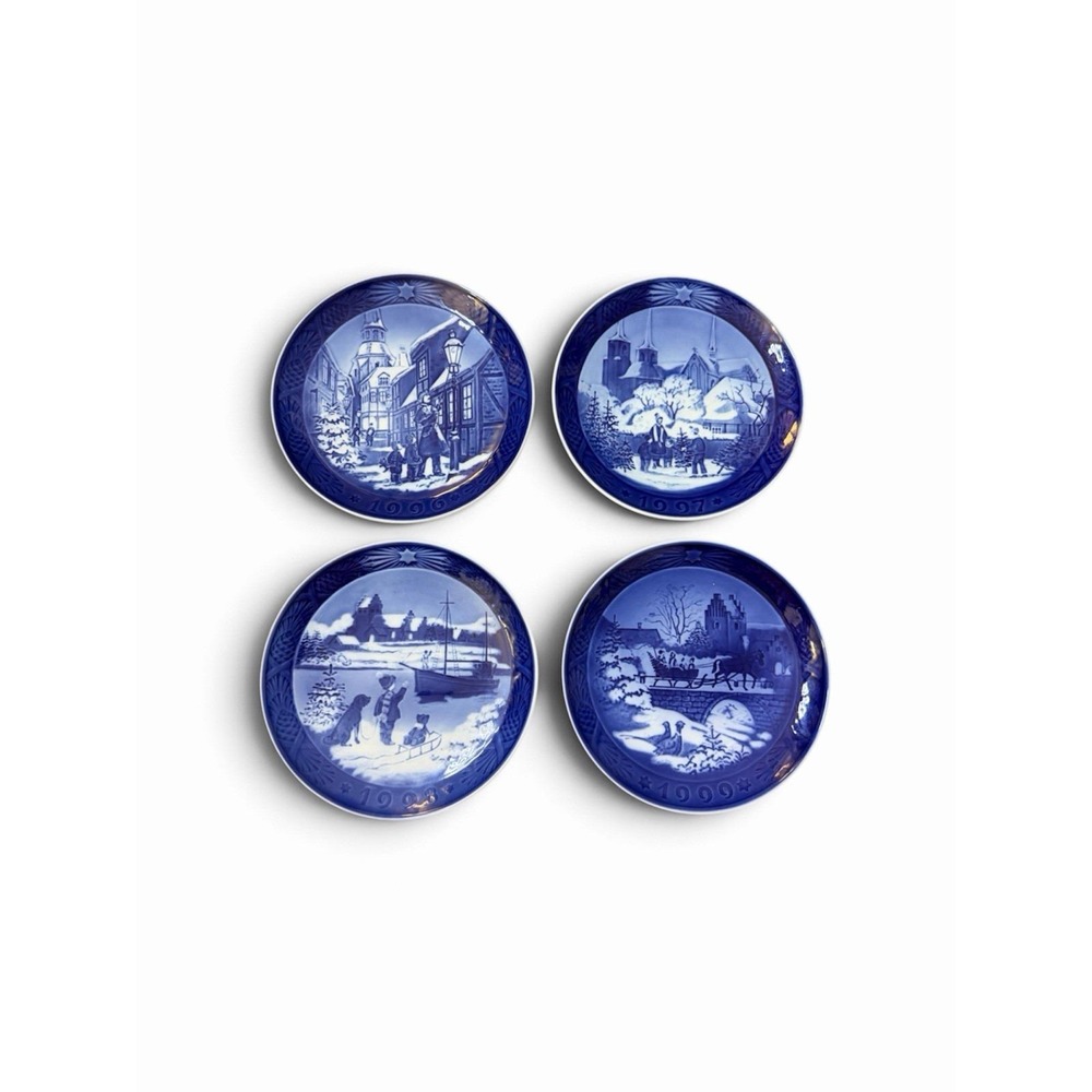 Royal Copenhagen Denmark Blue Christmas Plates 1996 1997 1998 1999 7" Diameter